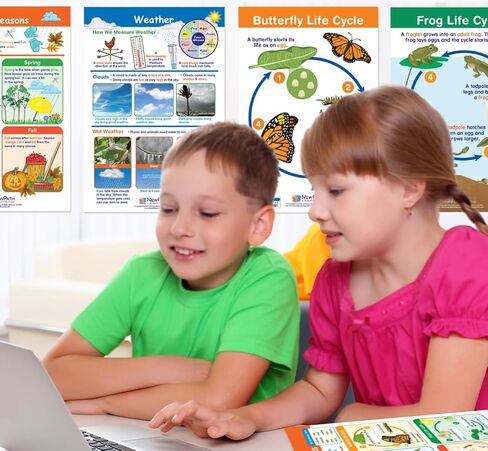 NewPath Learning Grade 1 Science Anchor Charts Set of 10 (12x18") & 25-Page Resource Guide Covering Life Science, Earth Science & Human Body for Classroom & Homeschool Use (94-9910) in Saudi Arabia