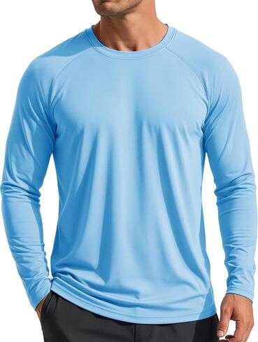 Magcomsen Men Long Sleeve Sun Protection قمصان UPF 50+ SPF UV قميص سريع للسباحة جاف خفيفة الوزن واقي طفح جلدي in Kuwait