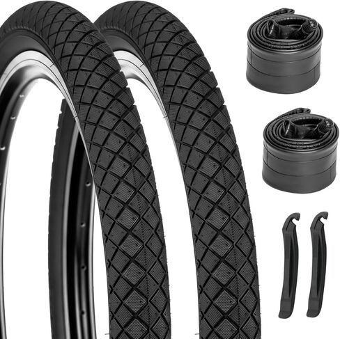 مجموعة إطارات دراجة للأطفال من Hycline، عبوتان من إطارات الدراجات القابلة للطي مقاس 16 × 1.95/20 × 1.95 بوصة مع أنابيب وأذرع إطارات، مطاط البوتيل، استبدال مداس الماس لجميع التضاريس لدراجات BMX MTB للأطفال in Kuwait
