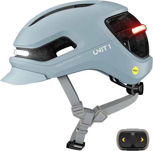 UNIT 1 AURA Hybrid Smart Bike Helmet (Medium) with MIPS + Wireless Handlebar Remote | Front & Rear LED Lights | Turn Signals & Brake Lights | Crash Alert | App-Controlled | Urban & Road Cycling System in Kuwait