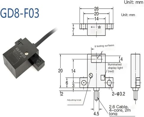 Flat Thin Reflective Photoelectric Switch Sensor Micro NPN Normally Open Four Wire 5~24VDC Sensor(GD8-F03) in Kuwait