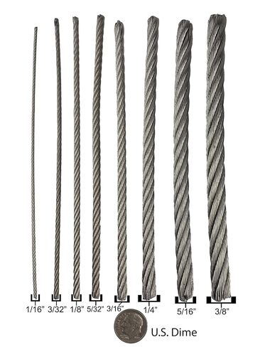 5/16 "x 500' 7x19 نوع 304 حبل أسلاك الفولاذ المقاوم للصدأ (MBL: 9000 رطل) in Kuwait