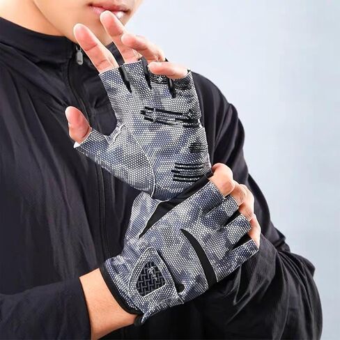 Mawjom Fishing Gloves for Men Women Full Palm Protection Grip for Gym Training Fitness Weightlifting Exercise Half Finger in Kuwait