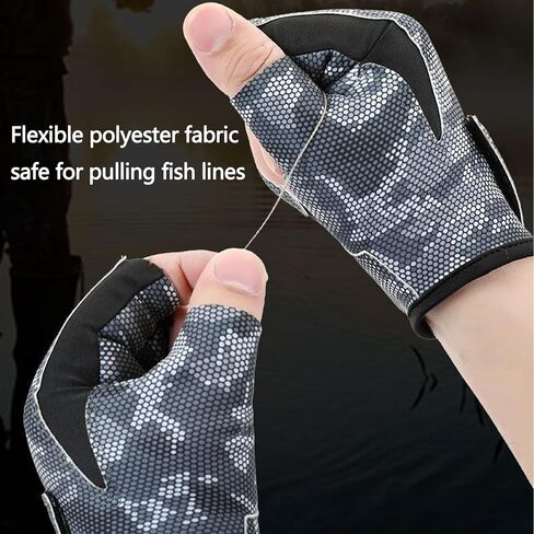 Mawjom Fishing Gloves for Men Women Full Palm Protection Grip for Gym Training Fitness Weightlifting Exercise Half Finger in Kuwait