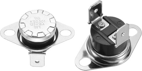 MECCANIXITY 2 Pack KSD301 Thermostat 35°C/95°F 16A Normally Closed N.C Adjust Snap Disc Temperature Switch, Thermal Cutoff Switch for Microwaves, Oven, Coffee Maker, Bakelite Material in Kuwait