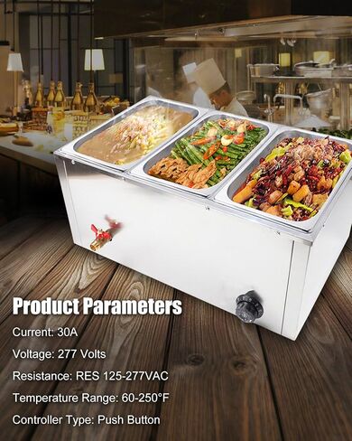 ترموستات مناسب لطاولة البخار التجارية أو طاولة البوفيه Vollrath Carlisle Star Manufacturing Advance Tabco Duke ServIt Nemco Wells Atosa Kratos 30A RES 125-277VAC، 60-250 درجة فهرنهايت 3/8 بوصة × 4-1/2 بوصة in Kuwait