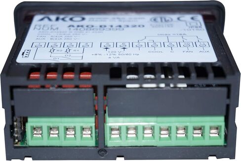 AKO D-14320 120 فولت جهاز التحكم في درجة الحرارة | وحدة تحكم ترموستات بديلة رقمية عالمية مع دورة تذويب قابلة للتعديل لخزائن عرض الأطعمة التجارية، والمشي في المجمدات، ومجمدات الصدر in Kuwait