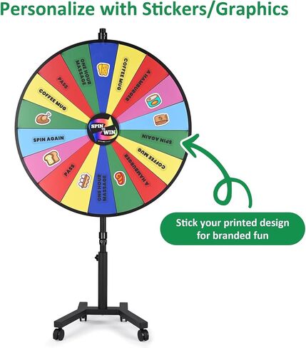 WinSpin 36" 3in1 Prize Wheel with Mobile Base Spinning Raffle Trade Show Market in Kuwait
