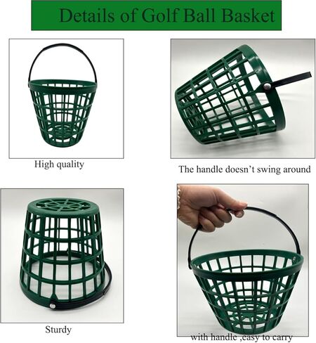 Golf Balls Basket Ball Bucket Golf Balls Container Case with Handle,Balls Holder, Can Holds 25 Balls,Green Color in Kuwait