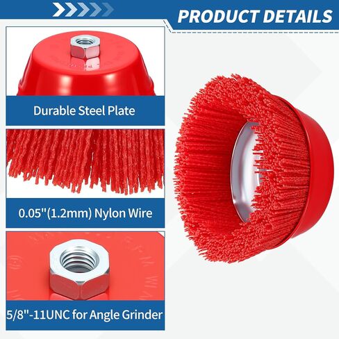 Wire Brush for Angle Grinder Set 2Pack, Crimping Steel Wire 6" (Nylon) Wire Cup with 5/8 Inch-11 Threaded Arbor - for Rust, Clean, Deburring on Cast Iron in Saudi Arabia