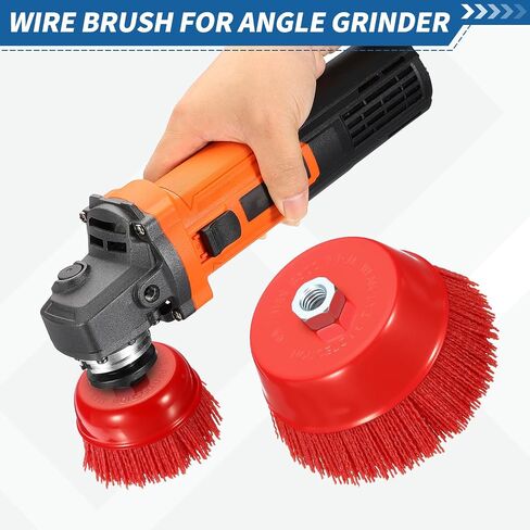 Wire Brush for Angle Grinder Set 2Pack, Crimping Steel Wire 6" (Nylon) Wire Cup with 5/8 Inch-11 Threaded Arbor - for Rust, Clean, Deburring on Cast Iron in Saudi Arabia