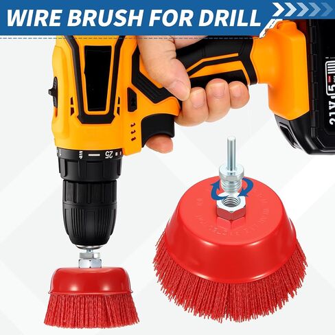Wire Brush for Angle Grinder Set 2Pack, Crimping Steel Wire 6" (Nylon) Wire Cup with 5/8 Inch-11 Threaded Arbor - for Rust, Clean, Deburring on Cast Iron in Saudi Arabia