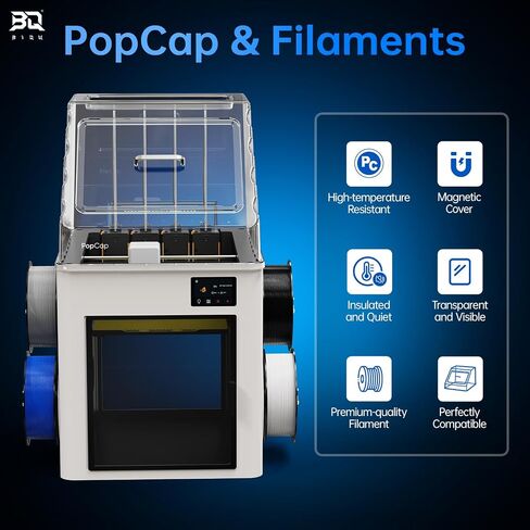 BIQU PopCap Transparent Top Cover for Snapmaker U1, Noise Reduction, Dustproof and Insulated, High-Temp Resistant PC Enclosure with 4KG PLA GO Filaments, Magnetic Hatch and Storage Tool in Kuwait