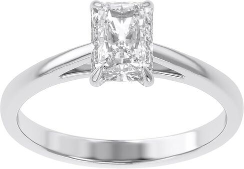 Solitaire Engagement Rings For Women, 7.5x5mm Emerald Cut Lab Created Moissanite 4-Prong Promise Rings in 10K / 14K Solid Gold or 925 Sterling Silver Jewelry Gift for Her in Kuwait