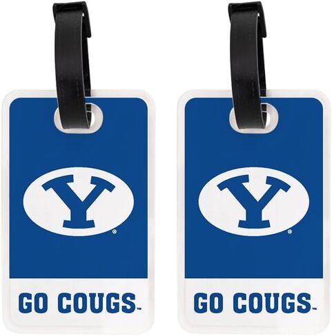 علامة الأمتعة لجامعة Desert Cactus Brigham Young - بطاقة تعريف السفر الرسمية من BYU Cougars المكونة من قطعتين لحقائب السفر والحقائب والحقائب المحمولة (عبوة من عبوتين من علامة الأمتعة الأكريليك A) in Kuwait