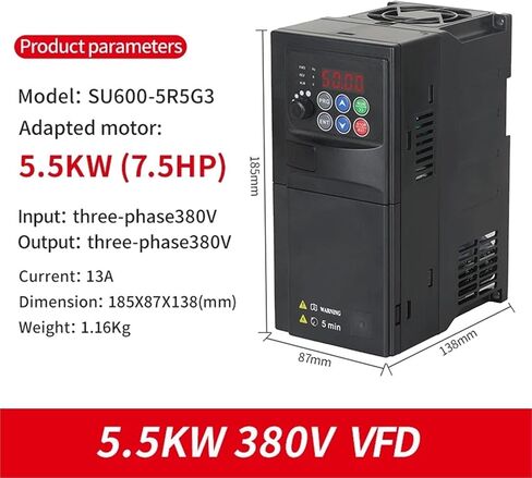 1pc 1PH-3PH 220V or 3PH-3PH 380V 0.75KW-5.5KW VFD SU600 Frequency Converter for Motor AC Drive VFD Frequency Inverter(5.5KW 380V 3PH-3PH) in Kuwait