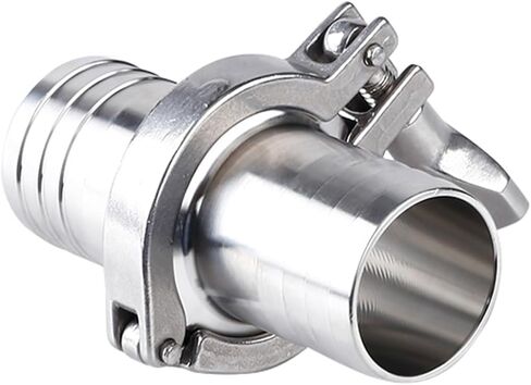Nipple Connector Pipe Fitting Barb,16mm/19mm/25mm/38mm/51mm Sanitary Hose Set Ferrule OD 50.5/64mm + 1.5" 2" Clamp + Silicone Gasket SS304(45mm x Ferrule 64) in Kuwait