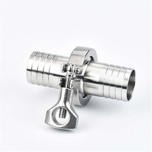 Nipple Connector Pipe Fitting Barb,16mm/19mm/25mm/38mm/51mm Sanitary Hose Set Ferrule OD 50.5/64mm + 1.5" 2" Clamp + Silicone Gasket SS304(45mm x Ferrule 64) in Kuwait