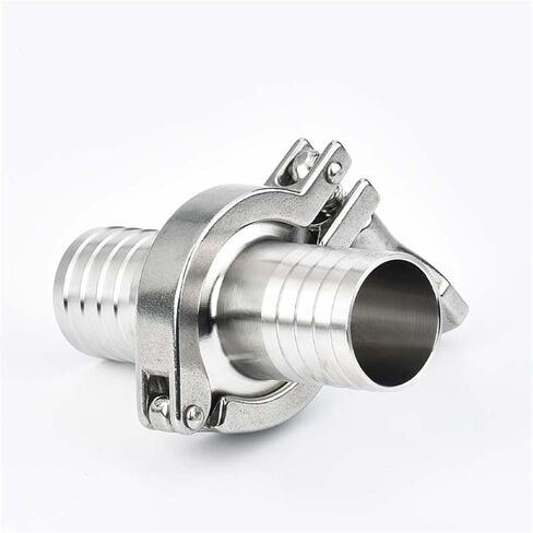 Nipple Connector Pipe Fitting Barb,16mm/19mm/25mm/38mm/51mm Sanitary Hose Set Ferrule OD 50.5/64mm + 1.5" 2" Clamp + Silicone Gasket SS304(45mm x Ferrule 64) in Kuwait
