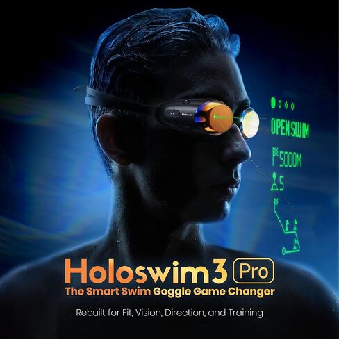 نظارات السباحة الذكية Holoswim 3 Pro، نظارات السباحة AR مع شاشة عرض، نظام تحديد المواقع والبوصلة، تتبع البيانات وخطط التدريب لحمام السباحة والمياه المفتوحة، مستشعر 10 محاور، شاشة عالية الدقة 64 × 128، TÜV مضاد للضباب in Kuwait