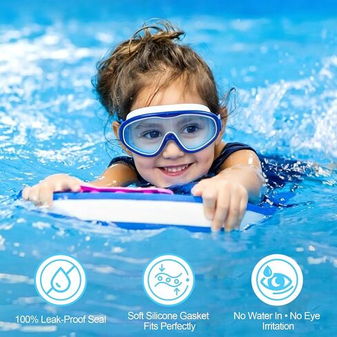 Kids Swim Goggles, Anti-Fog Leakproof Toddler Goggles & Swimming Goggles for Boys & Girls, UV Protection, Wide View Lenses, Adjustable Strap for Ages 3-15, Nose Clip & Ear Plugs,(2 Pack) in Kuwait
