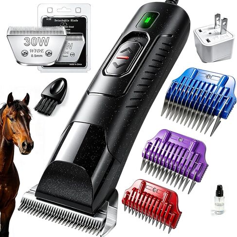Professional Horse Clippers with Detachable Wide Blade, Low Noise, Heavy Duty Grooming Clippers Kit for Thick Coat Long Hair, Horse Trimmer for Livestock Dogs Cats in Saudi Arabia