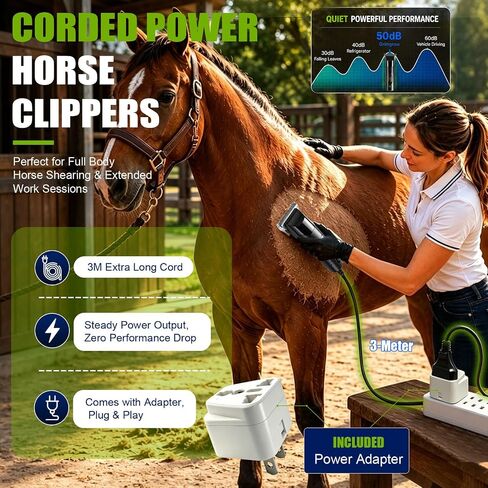 Professional Horse Clippers with Detachable Wide Blade, Low Noise, Heavy Duty Grooming Clippers Kit for Thick Coat Long Hair, Horse Trimmer for Livestock Dogs Cats in Saudi Arabia