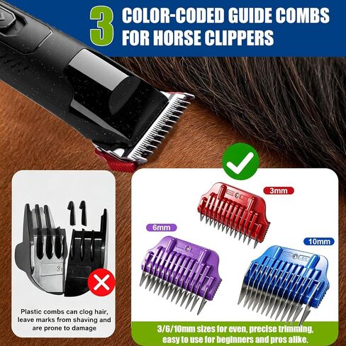 Professional Horse Clippers with Detachable Wide Blade, Low Noise, Heavy Duty Grooming Clippers Kit for Thick Coat Long Hair, Horse Trimmer for Livestock Dogs Cats in Saudi Arabia