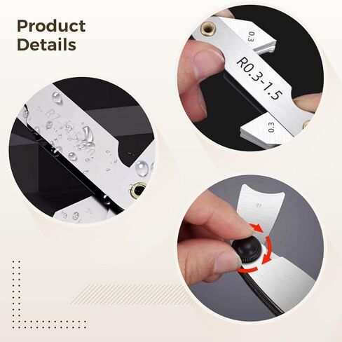 4-Piece Fillet Weld Radius Gauge Set, 0.3 Mm to 25 Mm Measurement Range, Stainless Steel 203, High Precision Tool for Mechanics and Crafts in Kuwait