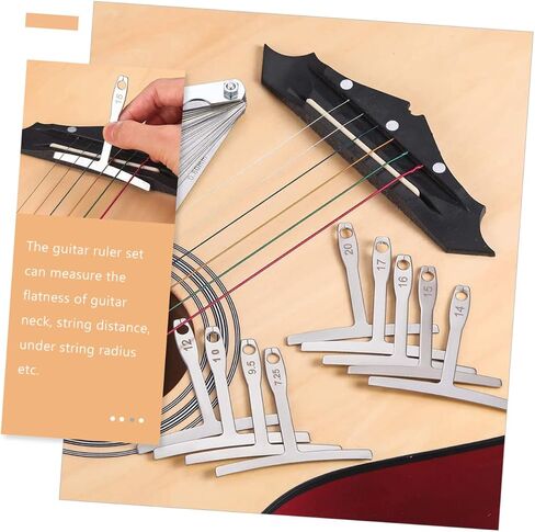 Sosoport 1Set Stainless Steel Guitar Radius Gauge Ruler Kit for Accurate Measurements Includes Guitar Feeler Gauge Under String Radius Gauge Essential Luthier Tools for Guitar in Kuwait