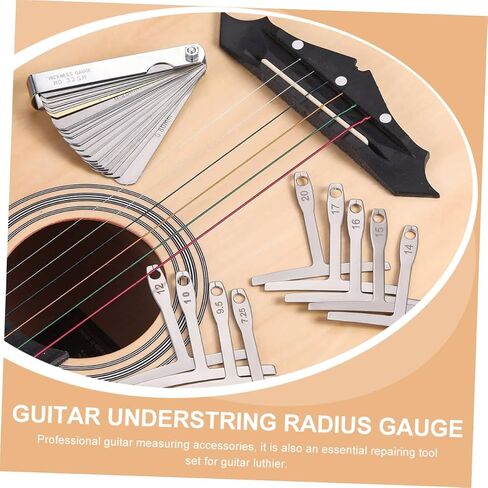 Sosoport 1Set Stainless Steel Guitar Radius Gauge Ruler Kit for Accurate Measurements Includes Guitar Feeler Gauge Under String Radius Gauge Essential Luthier Tools for Guitar in Kuwait