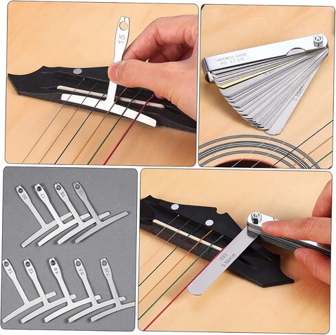 Sosoport 1Set Stainless Steel Guitar Radius Gauge Ruler Kit for Accurate Measurements Includes Guitar Feeler Gauge Under String Radius Gauge Essential Luthier Tools for Guitar in Kuwait