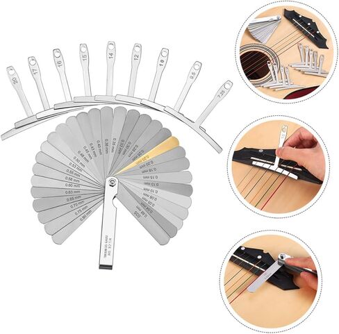 Sosoport 1Set Stainless Steel Guitar Radius Gauge Ruler Kit for Accurate Measurements Includes Guitar Feeler Gauge Under String Radius Gauge Essential Luthier Tools for Guitar in Kuwait