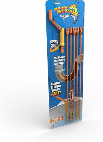 أداة إزالة انسدادات شعر الثعبان من FlexiSnake Drain Weasel ومنظف/مزيل الروائح الكريهة للتخلص من الأكياس. تتضمن 5 عصا ومقبض قابل للإزالة ومجموعة من 5 عبوات برائحة الليمون الطازج in Kuwait