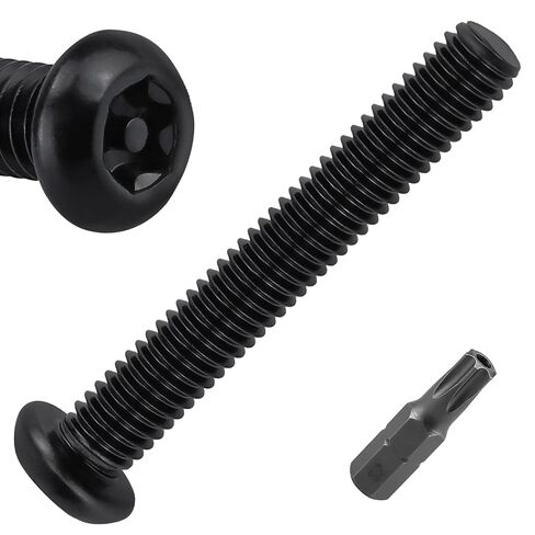 150pk M4 x 16mm Black Button Head Security Torx Screws, 304 SS + Bit | Includes 50mm T20 Bit, Black E-coated Stainless Steel 18-8, 6-Lobe Drive Pin-in Star Drive, Tamper Resistant Screws in Kuwait