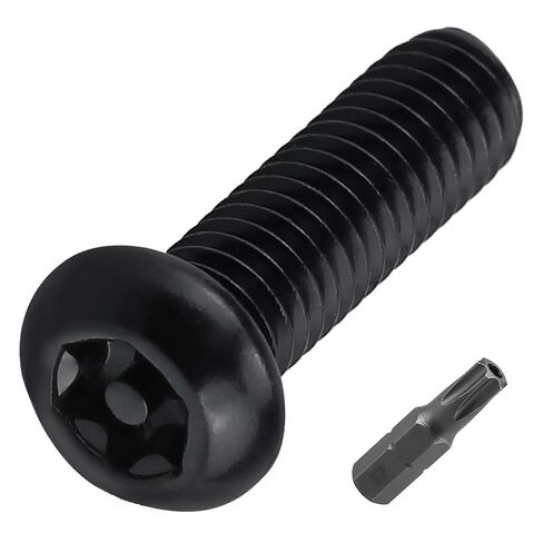 150pk M4 x 16mm Black Button Head Security Torx Screws, 304 SS + Bit | Includes 50mm T20 Bit, Black E-coated Stainless Steel 18-8, 6-Lobe Drive Pin-in Star Drive, Tamper Resistant Screws in Kuwait