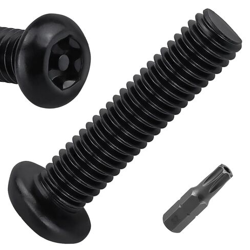 150pk M4 x 16mm Black Button Head Security Torx Screws, 304 SS + Bit | Includes 50mm T20 Bit, Black E-coated Stainless Steel 18-8, 6-Lobe Drive Pin-in Star Drive, Tamper Resistant Screws in Kuwait