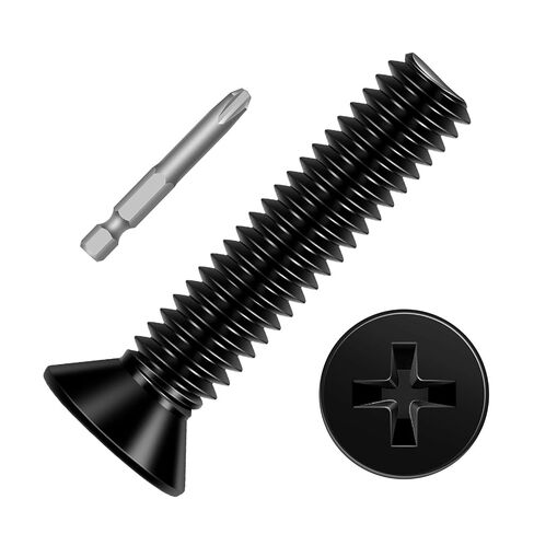 50 PCS #10-24 x 1-1/2" Phillips Flat Head Machine Screws, Countersunk Head Machine Screw Bolts, 18-8 Stainless Steel (304), Full Thread, Black Coating in Kuwait