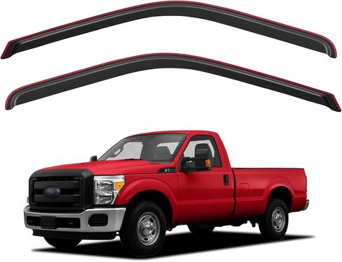 واقيات المطر لسيارة Ford F150 2015-2023 SuperCrew، أقنعة تهوية النافذة ظلال منحرف الرياح لـ 17-23 F-150 Raptor F250 F350 F450 F550 Super Duty SuperCrew in Kuwait