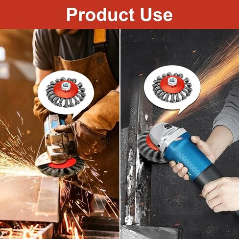 6 Pcs Wire Wheel Brush for Angle Grinders, 4In & 3In Twist Knotted Wire Wheel Brush, Fits 4-1/2 Angle Grinder with 5/8In-11 Threaded Arbor, for Heavy Duty Rust Removal, Paint Removal, Metal Cleaning in Kuwait