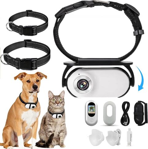 1080P Cat Camera Collar - Wireless Mini Sport Cam with Video Recording, Small Action Camera for Pet Supplies, Indoor/Outdoor Body Cam for Cats（White） in Saudi Arabia