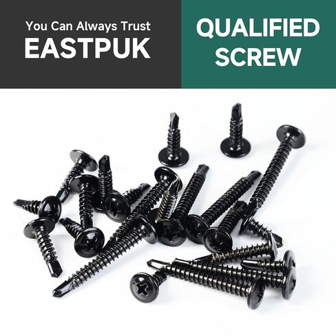 Black Self Tapping Screws for Metal, 155Pcs #8 x 1/2", 5/8", 3/4", 1", 1-1/4", 1-1/2", 2", 410 Stainless Steel Truss Head Sheet Metal Screws, Self-Drilling for Metal, Plastic and Wood in Kuwait