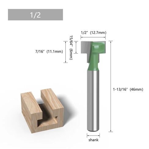 1pc 1/4" Shank 6.35mm T-Slot Cutter Router Bit Set Hex Bolt Key Hole Bits T Slotting Milling Cutter for Wood Woodworking MC01190(6mm Shank,1pc 12.7mm) in Kuwait
