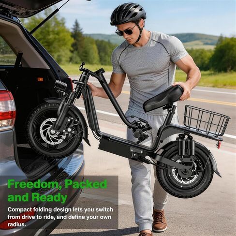 Peak 1300W Electric Scooter Adults, C14 PRO Electric Scooter for Adults with Seat, 48V 13Ah Battery, 14" Tires, 35 Miles Range, 20 MPH Max Speed, 330 LBS Load, with Seat & Rear Basket in Saudi Arabia