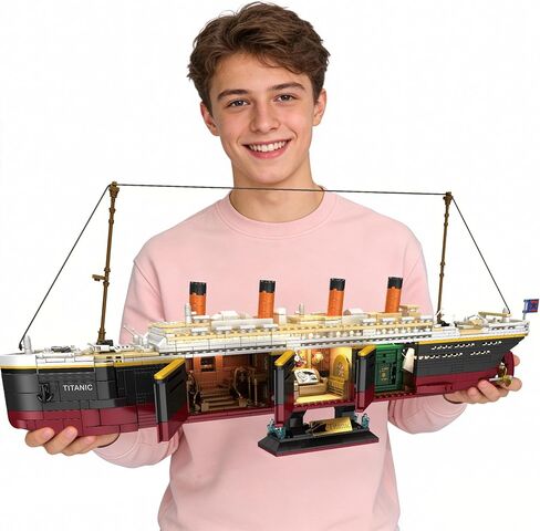 Zylvoxia Titanic Building Set, 2288 Pcs Titanic Big Ship Model Block Set with Glacier and Glowing Light Strip, Giant Ship Building Model Set for Adults and Kids in Saudi Arabia