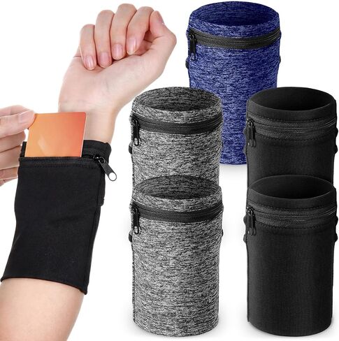 Honoson 5 Pieces Wrist Wallet Running Wallet Wristband Wrist Wallets for Women Men Wrist Pouch Zipper Wrist Wallet for Running Walking Hiking Jogging Travel in Saudi Arabia