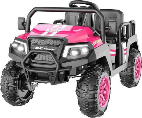 Electric Car for Kids, 24V 4 Seater Ride on Toys w/Parent Remote, 4 Wheeler Suspension, Max 220lbs Weight Capacity, USB, Music, Radio, LED Light, Ride on Truck for Boy/Girl Ages 3-8, Blue in Kuwait