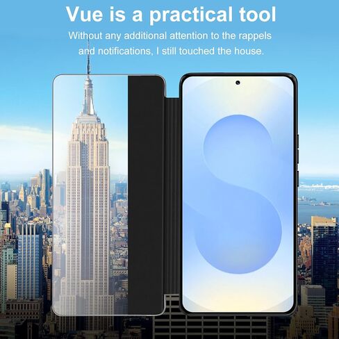 for Samsung Galaxy S25 Case Flip Leather Clear S-View [Touchable Window] for Samsung S25 Phone Case Smart Window Hard Flip Shockproof Protective Cover Galaxy S25 5G Case Clear View in Saudi Arabia