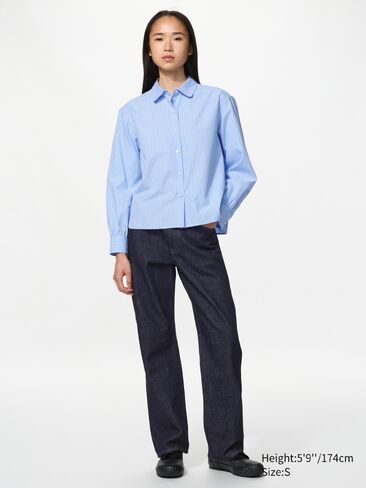 Uniqlo Cotton Volume Sleeve Shirt | Striped in Kuwait