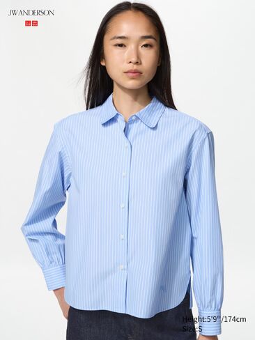 Uniqlo Cotton Volume Sleeve Shirt | Striped in Kuwait